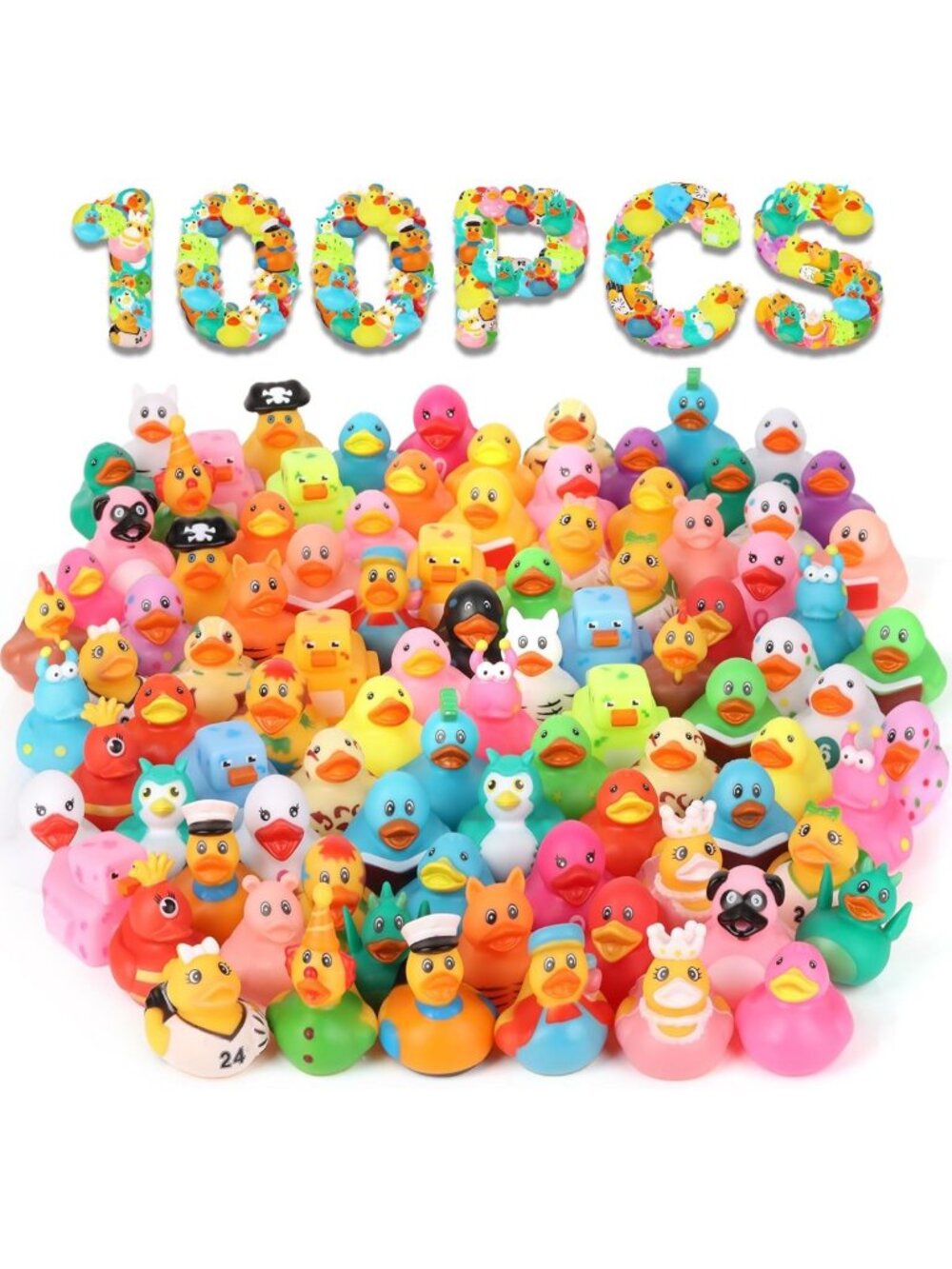 100 Pack Rubber Ducks - Fun Bath Toys, Party Favors, Pool Decorations